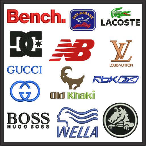 Clothing Brands Logos Embroidery Designs | Clothing Brands Embroidery ...