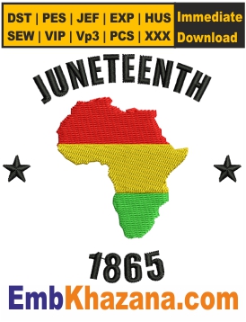 Juneteenth Africa Map Embroidery Design