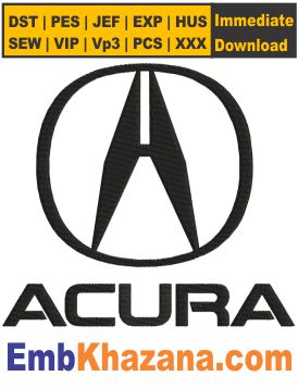 Acura Car Logo Embroidery Design
