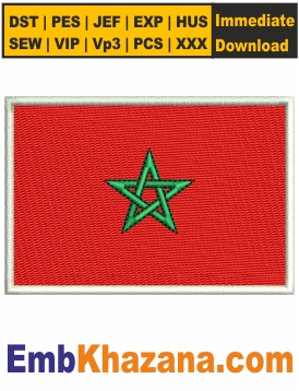 Morocco Flag Embroidery Design