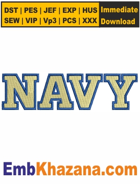 Navy Letters Embroidery Design