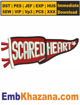 Pennant Scared Heart Flag Embroidery Design