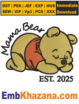 Winnie Pooh Mama Bear Embroidery Design