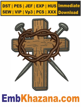 Jesus Nail Cross Embroidery Design
