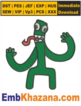 Green Rainbow Friends Embroidery Design