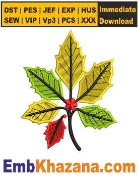 Christmas Leaf Embroidery