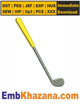 Golf Stick Embroidery Design