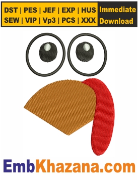 Thanksgiving Turkey Face Embroidery Design