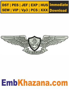 Navy Air Warfare Embroidery Design