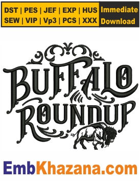 Buffalo Roundup Embroidery Design