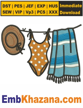 Beach Outfit Embroidery Design