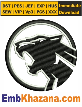 Black Panther Head Logo Embroidery Design