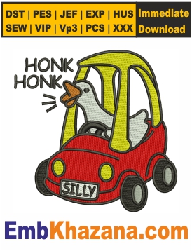 Funny Silly Goose Honk Honk Embroidery Design