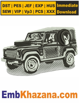 Wolf Jeep Embroidery Design