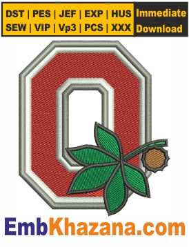 Ohio State Buckeyes Alternate Logo Embroidery Design