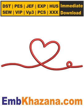 Heart Line Embroidery Design
