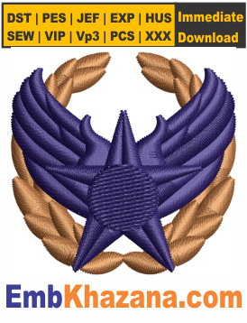 Air Force Commander Insignia Embroidery Design, US Air Force Embroidery Files Digital Download