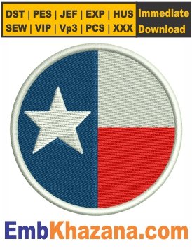 Texas Circular Flag Embroidery Design