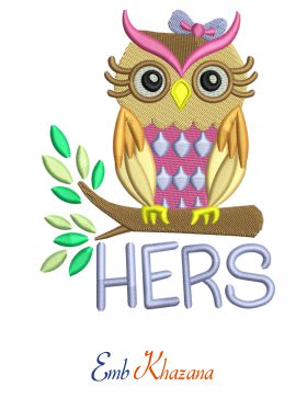 Dapper Owl hers Embroidery Design