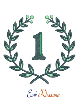 Laurel wreath with 1 letter embroidery design