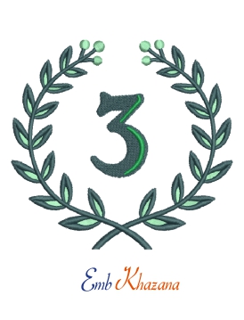 Laurel wreath with 3 letter embroidery design