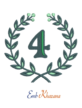 Laurel wreath with 4 letter embroidery design