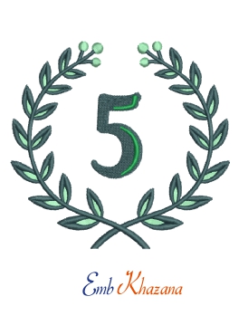 Laurel wreath with 5 letter embroidery design