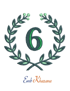 Laurel wreath with 6 letter embroidery design