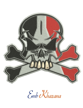 Skull Teeth With Cross Embroidery Design