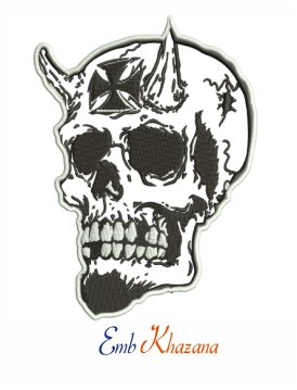 Skull head Embroidery Design