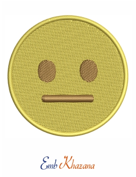Neutral Face Emoji Embroidery Design