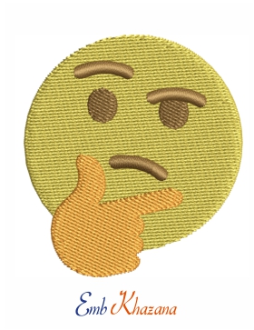 Thinking Face Emoji Embroidery Design