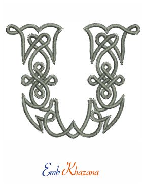 Celtic Letter U Embroidery Design