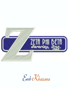 Zeta Phi Beta Sorority Patch machine embroidery design