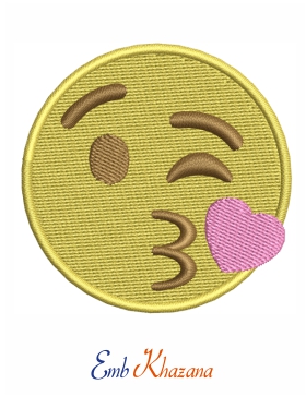 Face Throwing A kiss Emoji Embroidery Design