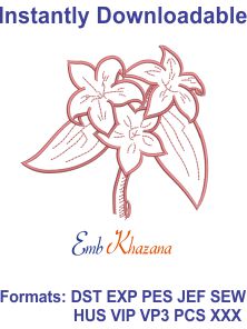 Free Lily Flower Outline Embroidery Design